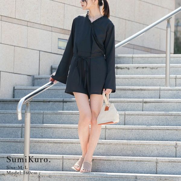 mystic カシュクールオールインワン　ブラック ラッシュガードカシュクールオールインワン M-L 【メール便対応不可