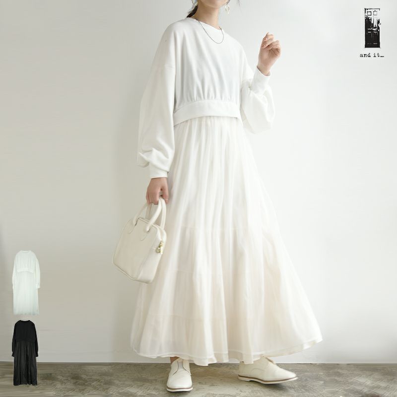 あっきーな様 ワンピース Mオフ白 マーサ MARTHA バンドカラー綿混シャツワンピース （オフホワイト